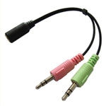 LH-310 TRRS Adapter for Headsets with dual plugs for microphone and headphones connection.
