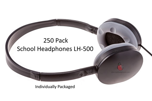 Bulk school headphones LH-500, 250 pack designed for education, perfect for classrooms and students.