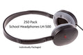 Bulk school headphones LH-500, 250 pack designed for education, perfect for classrooms and students.