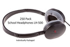 Bulk school headphones LH-500, 250 pack designed for education, perfect for classrooms and students.