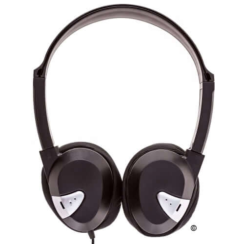 Lightweight stereo headphones LH-60 for school use, ideal for students and teachers, compatible with PCs and mobile devices.