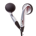 Silver earbuds for classroom use, perfect bulk school headphones for testing and educational activities.