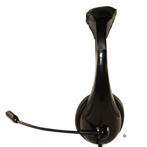 ID-36 Stereo Headset with Microphone side view showcasing the padded headband and adjustable microphone.