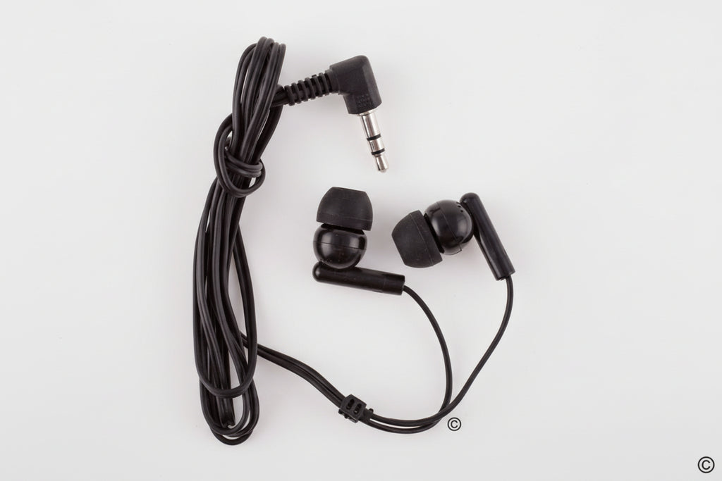 High-quality black school earbuds with silicone earpieces, ideal for education and compatible with various devices.