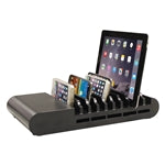 10 Port USB Charging Station for classroom and office, charging multiple devices, sleek design, organization solution
