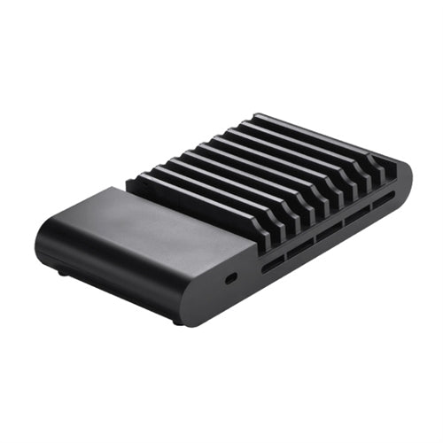 HamiltonBuhl 10 Port USB Charging Station in sleek black design for multiple devices, ideal for classrooms and offices.