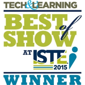 Tech & Learning Best of Show award logo from ISTE 2015, highlighting innovation in educational technology.
