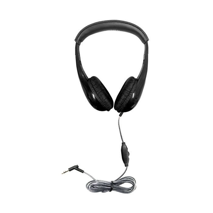Motiv8 TRS classroom headphones with in-line volume control, ideal bulk school headphones for learning environments.