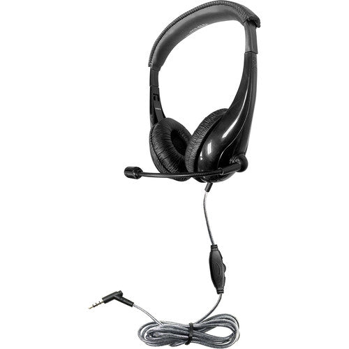 Motiv8 multimedia headset with adjustable headband and gooseneck microphone, perfect for bulk school headphones.