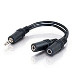3.5mm audio adapter cable with one male plug and two female jacks, ideal for bulk school headphones and classroom audio use.