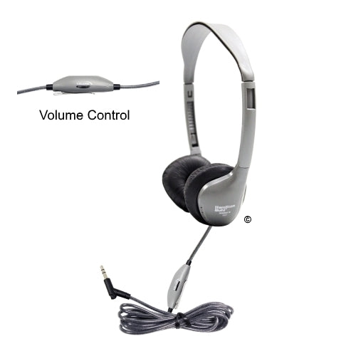 SchoolMate On-Ear Stereo Headphones with Leatherette Cushions and in-line Volume - Learning Headphones