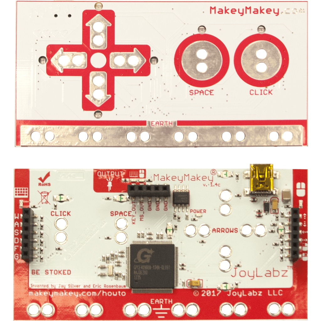 Makey Makey Classic EDU Invention Kit - Red-White board with touchpad connections for interactive projects, ideal for education and fun activities.