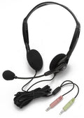 Stereo PC headset with dual plugs, ideal bulk school headphones for education and classroom use.