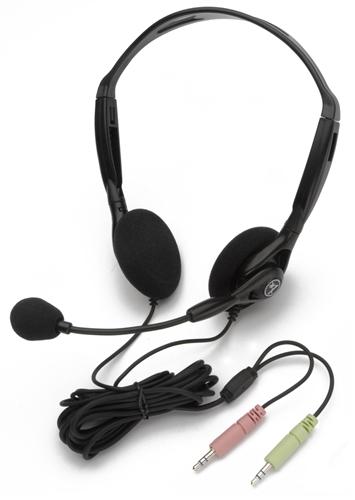 Stereo PC headset with dual plugs, ideal bulk school headphones for education and classroom use.
