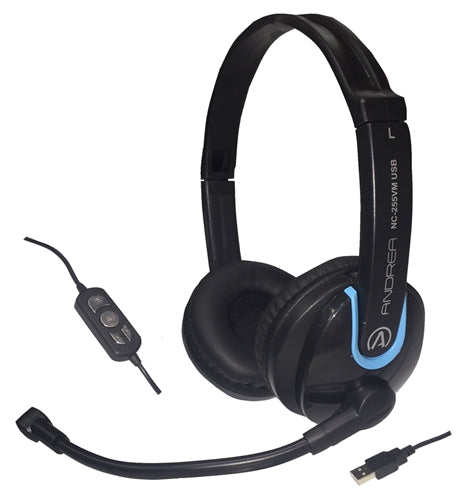 NC-255VM USB stereo headset with in-line volume control, perfect for bulk school headphones and online learning.