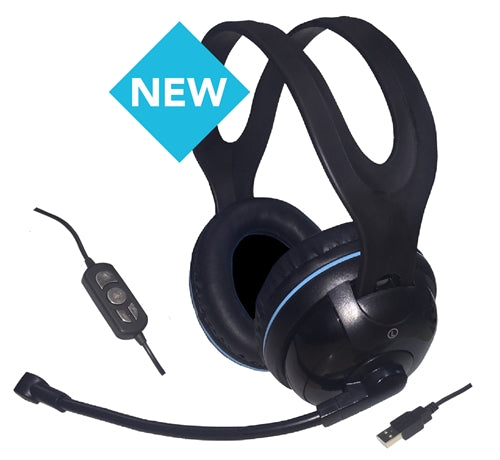 USB Over-Ear Stereo Headset with In-line Volume Controls - Learning Headphones