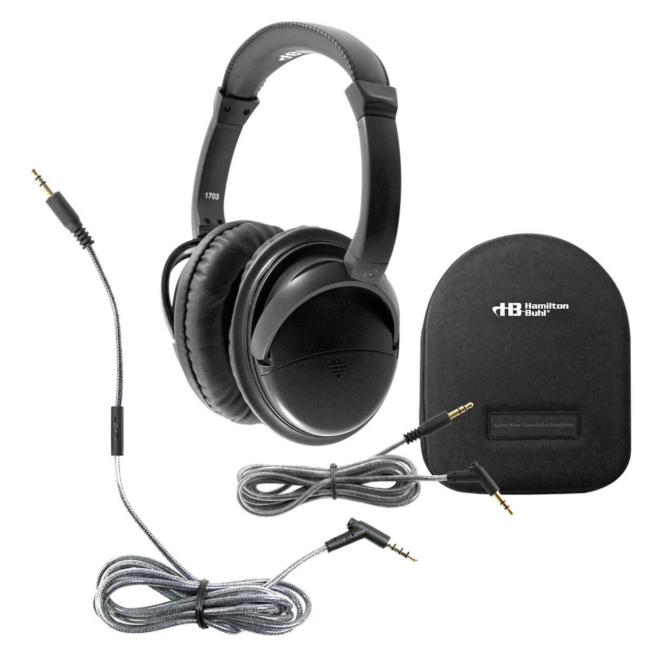 HamiltonBuhl deluxe noise-cancelling headphones with case, ideal bulk school headphones for enhanced focus in education.