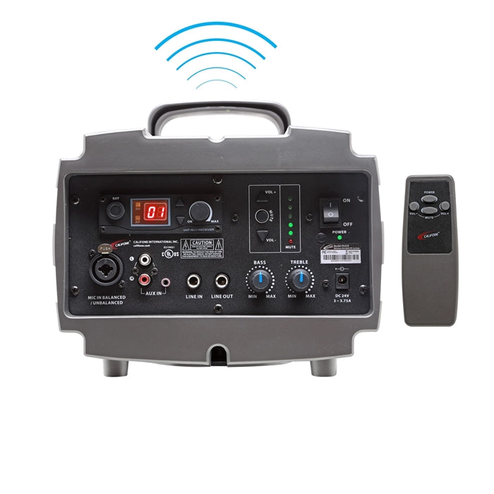 Back view of the Wireless PresentationPro speaker with adjustable sound controls, ideal for schools and educational settings.