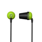 Koss noise isolating school earbuds with green memory foam cushions designed for effective learning environments.