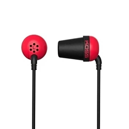 Noise isolating Koss school earbuds with memory foam cushions, ideal for bulk school headphone packs.