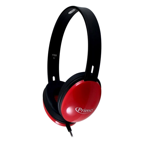 HamiltonBuhl Primo Red Stereo Headphones for education, ideal bulk school headphones for student learning.