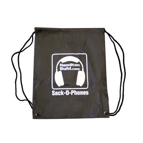 Sack-O-Phones storage bag for bulk school headphones, ideal for organizing and transporting headphones for education.