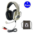 5 pack of HA-66M school headphones with adjustable headband and carry bag for education use.