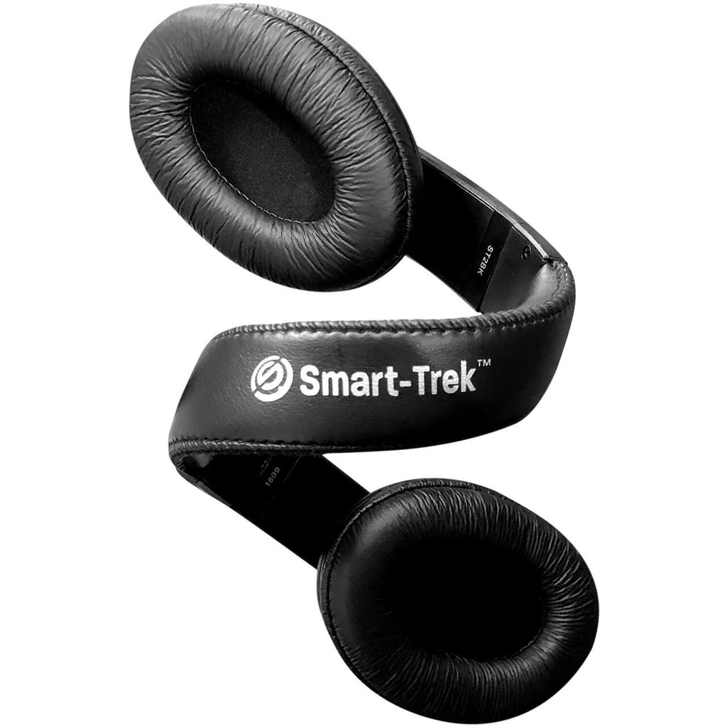 HamiltonBuhl Smart-Trek Headphone - Blue Accents with curved black headband and ear cushions.