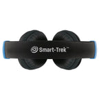 HamiltonBuhl Smart-Trek Headphone - Blue Accents top view with comfortable ear cushions and logo.
