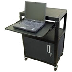 Steel Cart, Adjustable 26" to 42" with Locking Security Cabinet, Lap Top Shelf and Electric - Learning Headphones