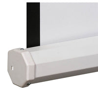 Thumbnail for Close-up of the bottom edge of a matte white fabric projector screen showing the casing and mounting features.
