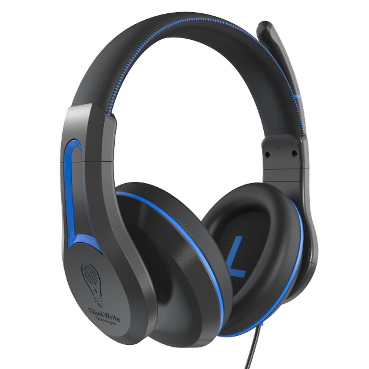 Ultra Durable Pro Headset TW210 in black and blue, ideal bulk school headphones pack for education.