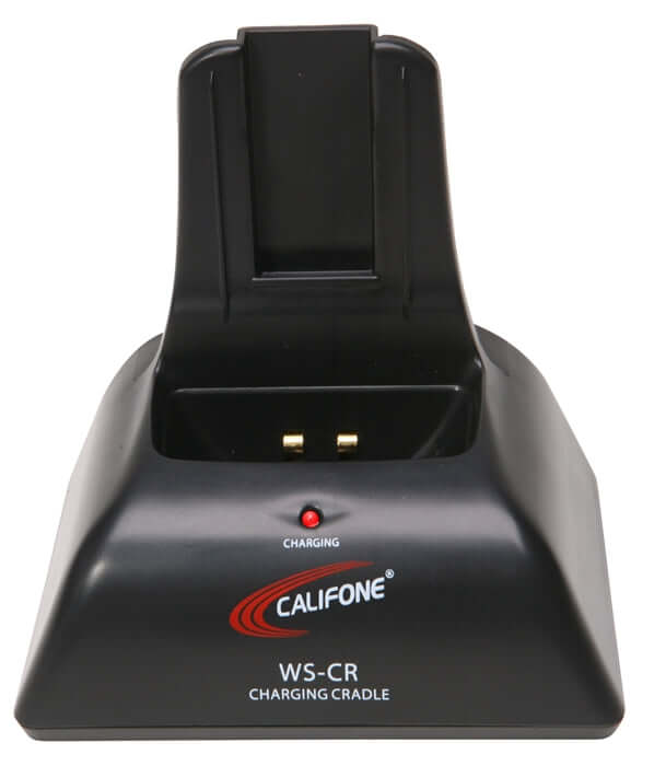 Charging cradle for wireless transmitter or receiver, ideal for bulk school headphones and education equipment.