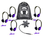 HamiltonBuhl Galaxy Sack-O-Phones - 5 Pack - Purple with headphones and bag