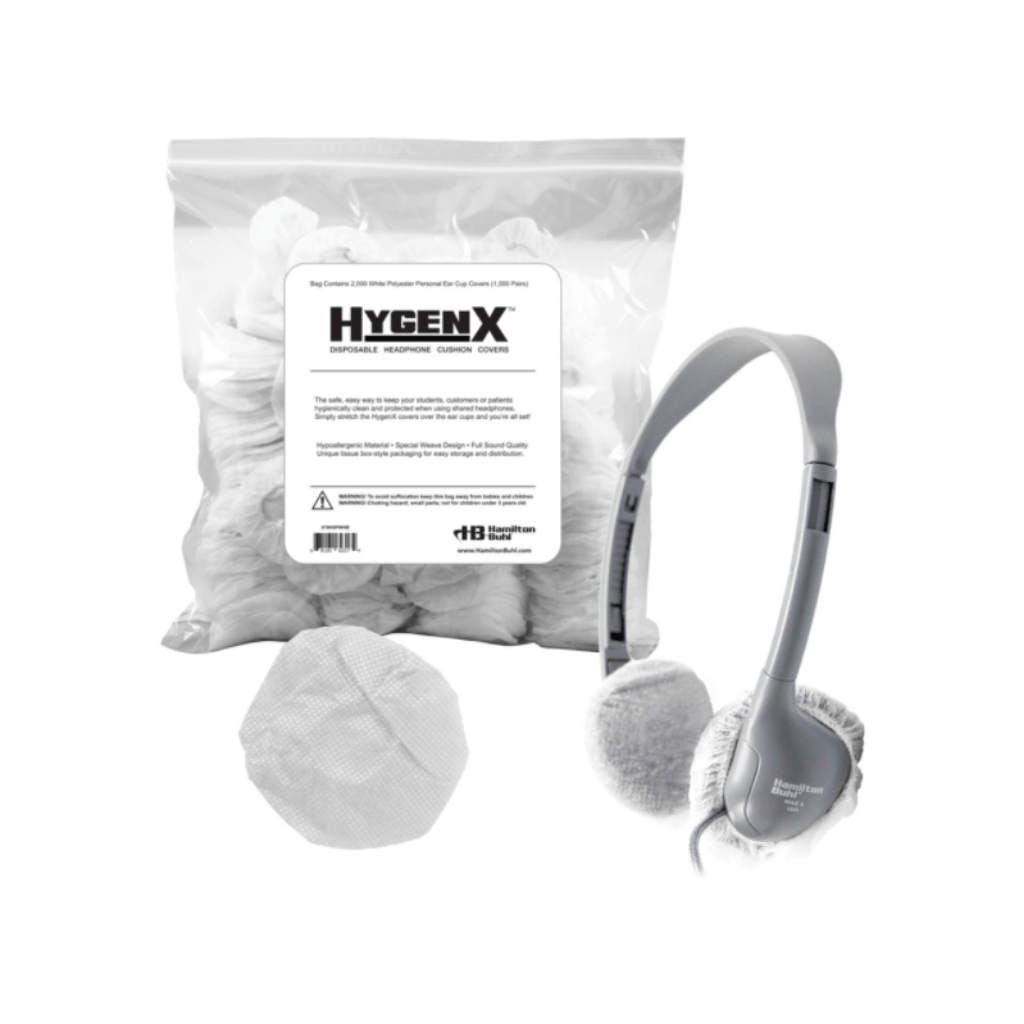 HygenX disposable sanitary ear cushion covers for headphones - bulk pack for school use, promoting hygiene in education.