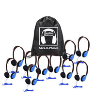 Thumbnail for HamiltonBuhl Sack-O-Phones, 10 Personal Headphones in Blue (HA2-BLU) in a Carry Bag