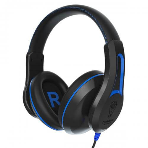 ThinkWrite Ultra Durable Pro TW200 Headphones in black and blue, ideal bulk school headphones for education and daily use.