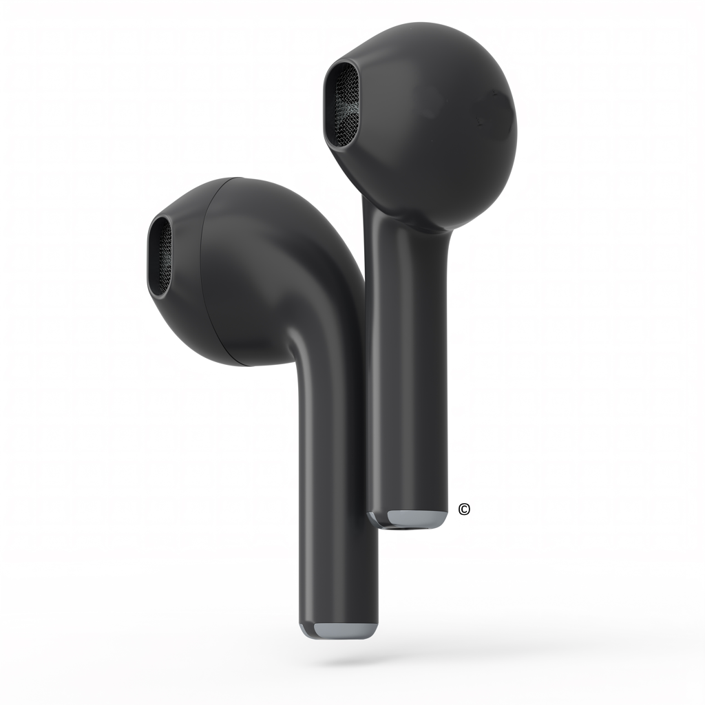 Black wireless earbuds designed for students and teachers, perfect for school use and educational settings.